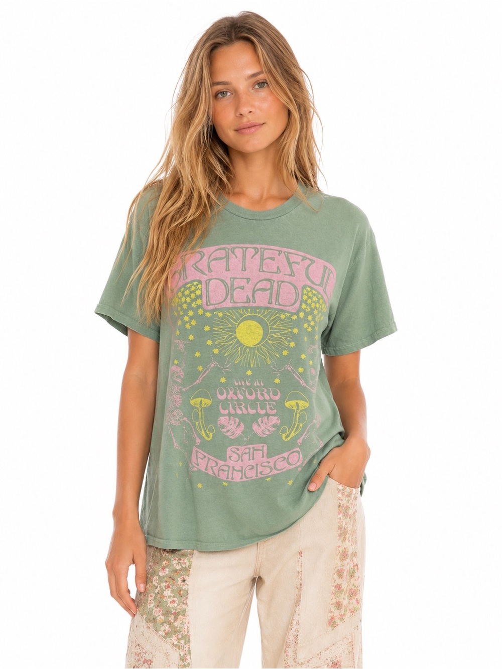 Grateful Dead Oxford Circle San Francisco Junk Food Tee Small Green Psychedelic
